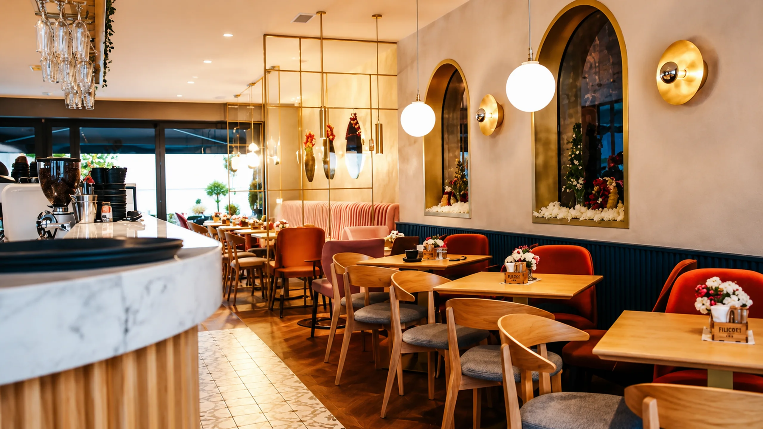Enterijer MoMo Bar & Play kafića sa lounge stolovima i toplom rasvetom